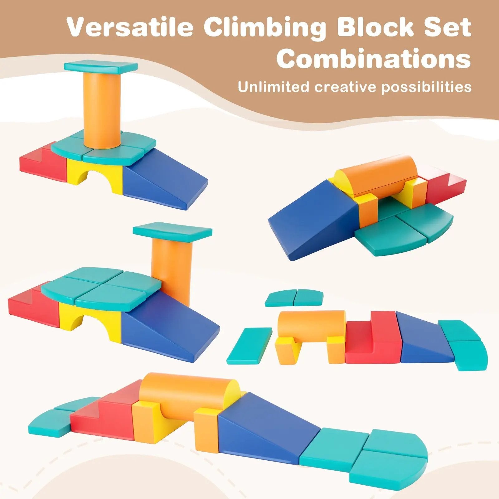 10-Piece Foam Climbing Toys for Toddlers Soft Foam PU Leather Building Blocks by DirectDeals