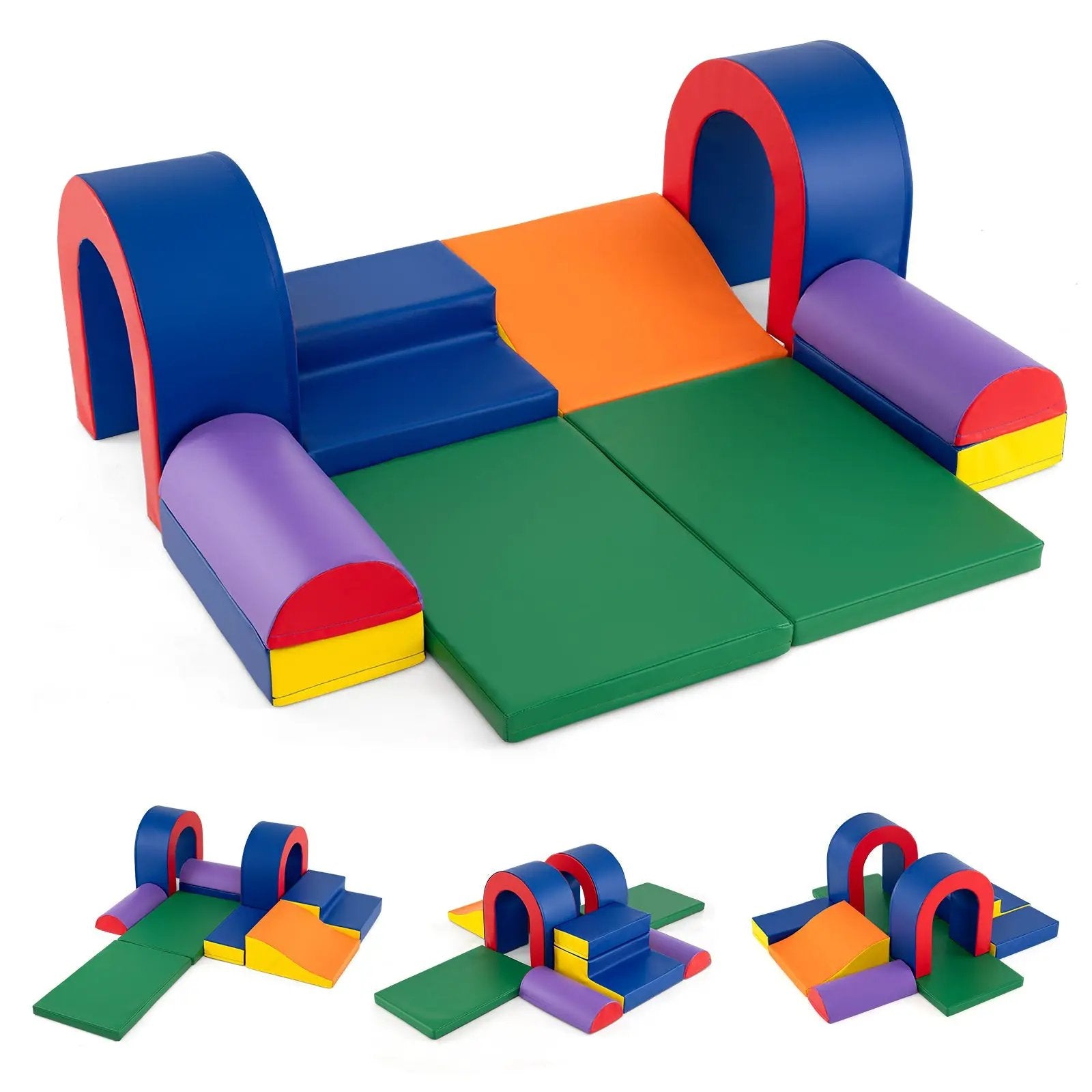 10-Piece Foam Climbing Blocks Soft PU Leather Play Gym Lightweight Baby Climber Structures-Multicolor by DirectDeals