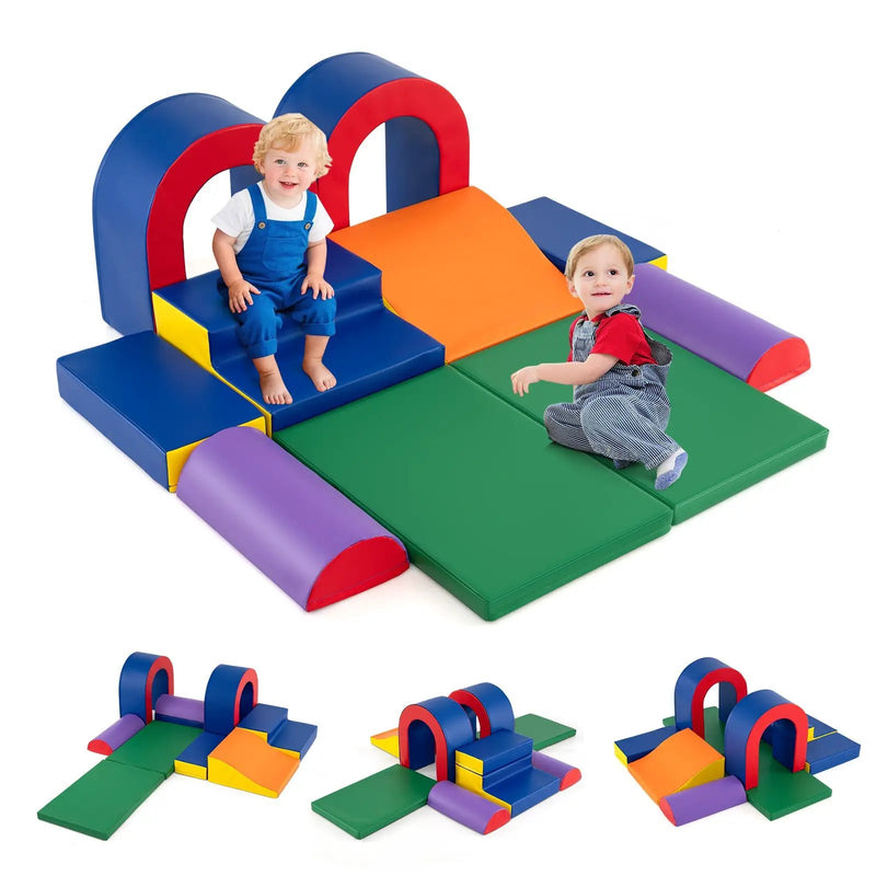 10-Piece Foam Climbing Blocks Soft PU Leather Play Gym Lightweight Baby Climber Structures-Multicolor by DirectDeals