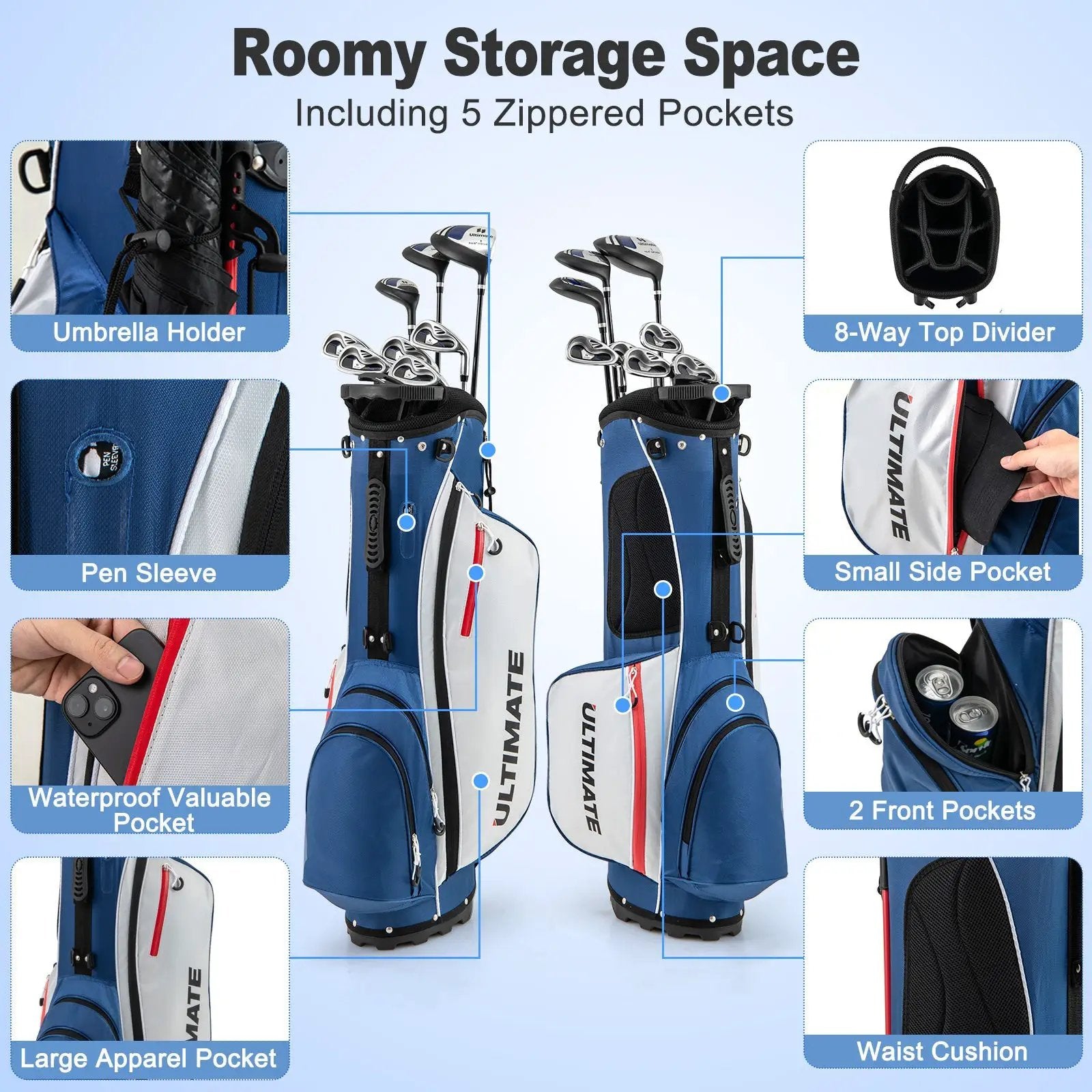 Men’s Profile Complete Golf Club Package Set Includes 10 Pieces by DirectDeals