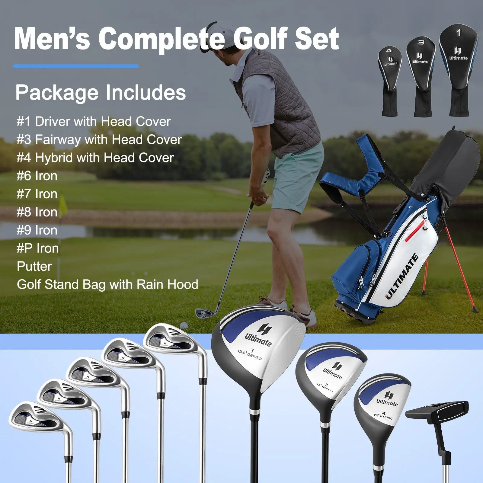 Men’s Profile Complete Golf Club Package Set Includes 10 Pieces by DirectDeals