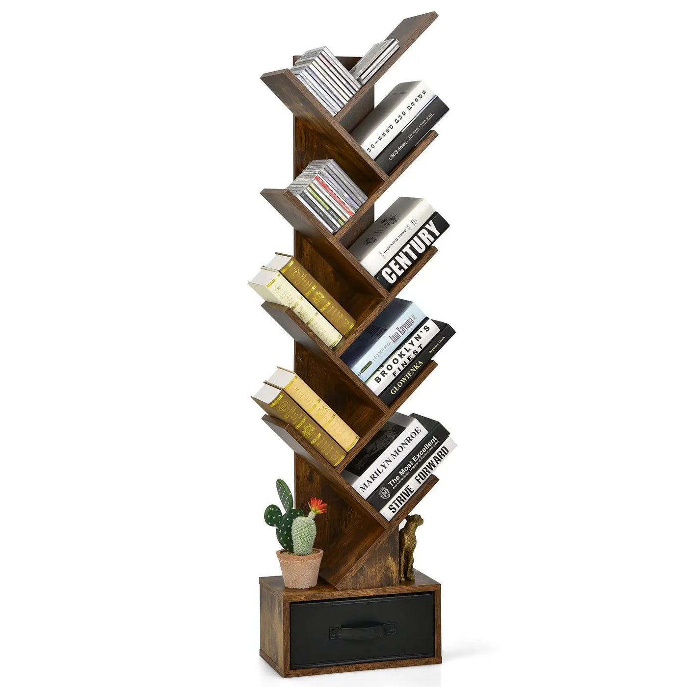 10-tier Tree Bookshelf with Drawer Free by DirectDeals
