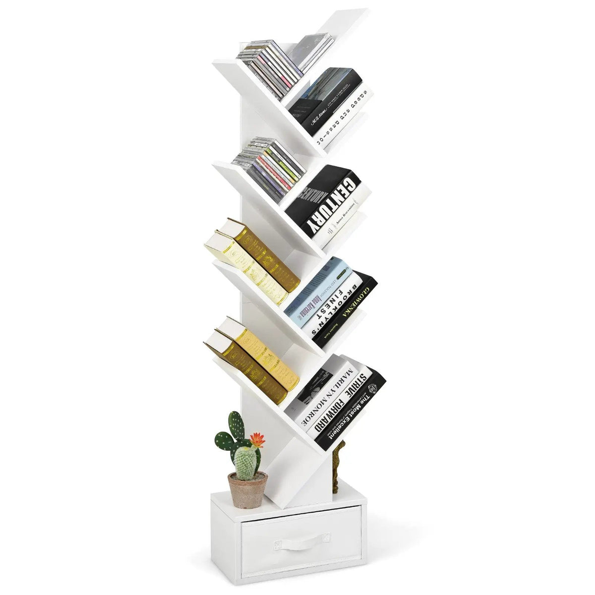 10-tier Tree Bookshelf with Drawer Free by DirectDeals