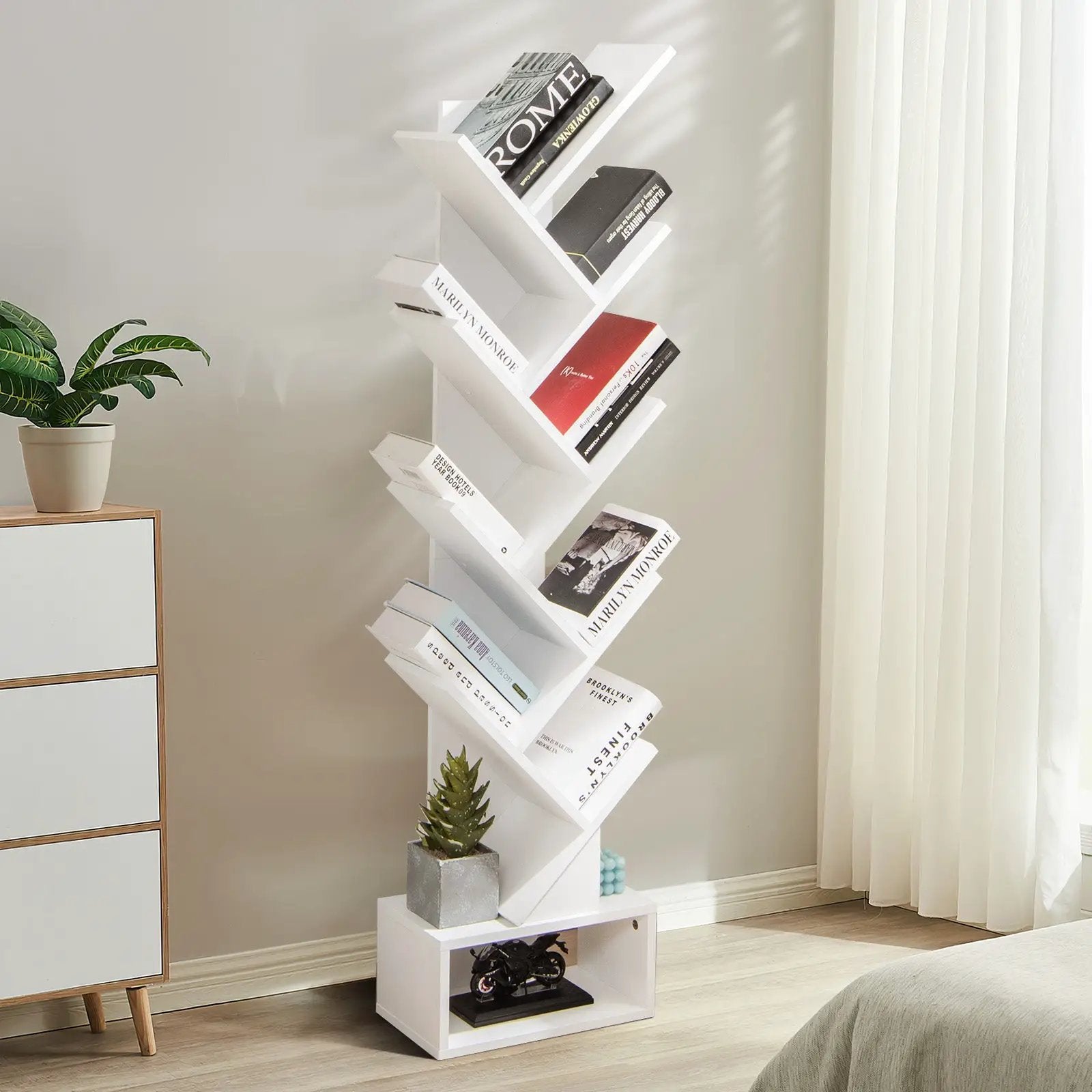 10-tier Tree Bookshelf with Drawer Free by DirectDeals