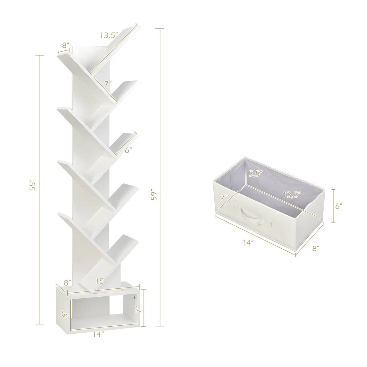 10-tier Tree Bookshelf with Drawer Free by DirectDeals
