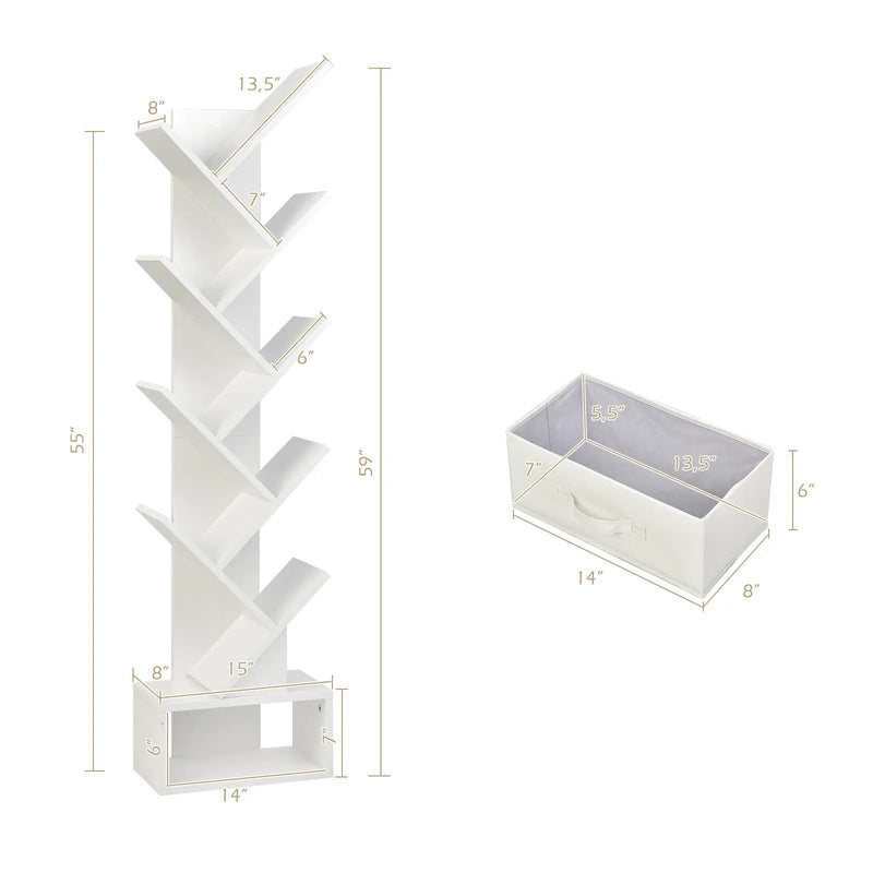 10-tier Tree Bookshelf with Drawer Free by DirectDeals