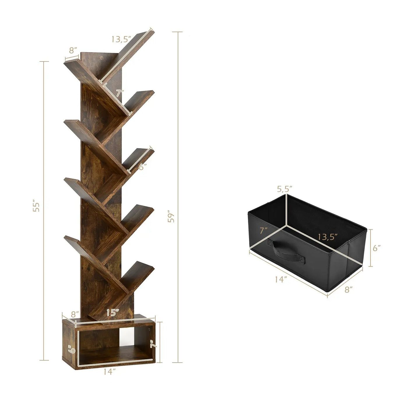10-tier Tree Bookshelf with Drawer Free by DirectDeals