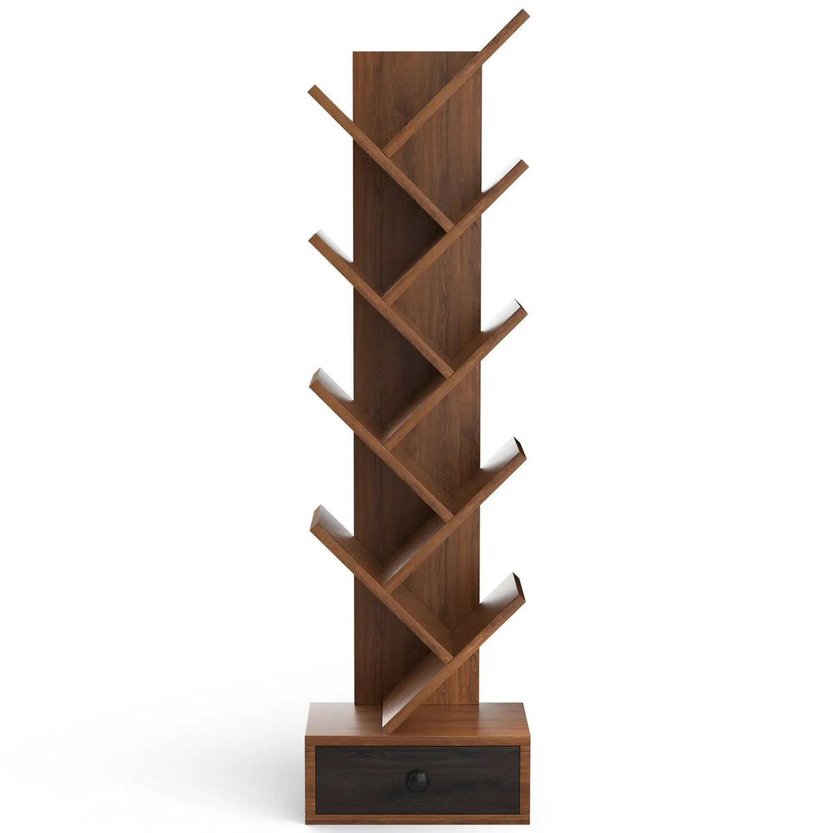 10-Tier Tree Bookshelf with Drawer and Anti-Tipping Kit by DirectDeals