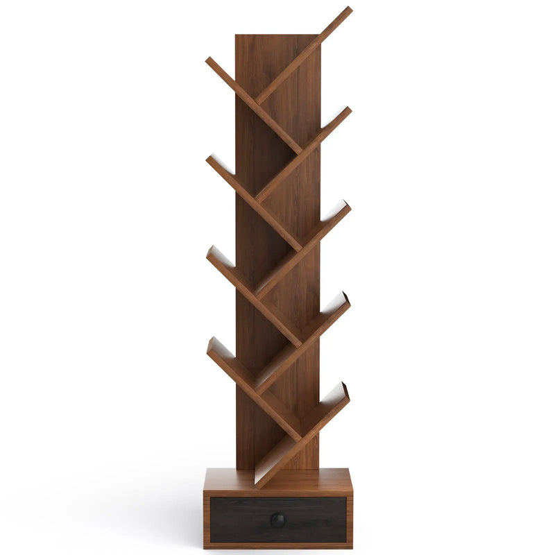 10-Tier Tree Bookshelf with Drawer and Anti-Tipping Kit by DirectDeals