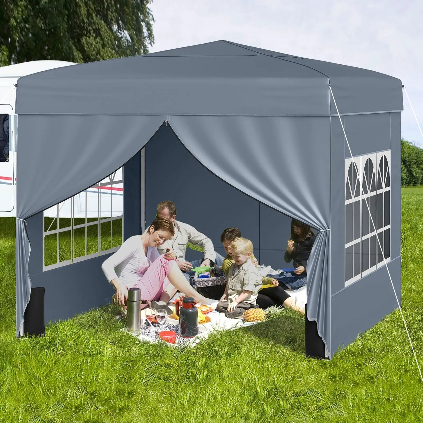 10 X 10 FT Pop up Canopy Tent Outdoor Patio Commercial Sunshade Shelter with 4 Sidewalls by DirectDeals