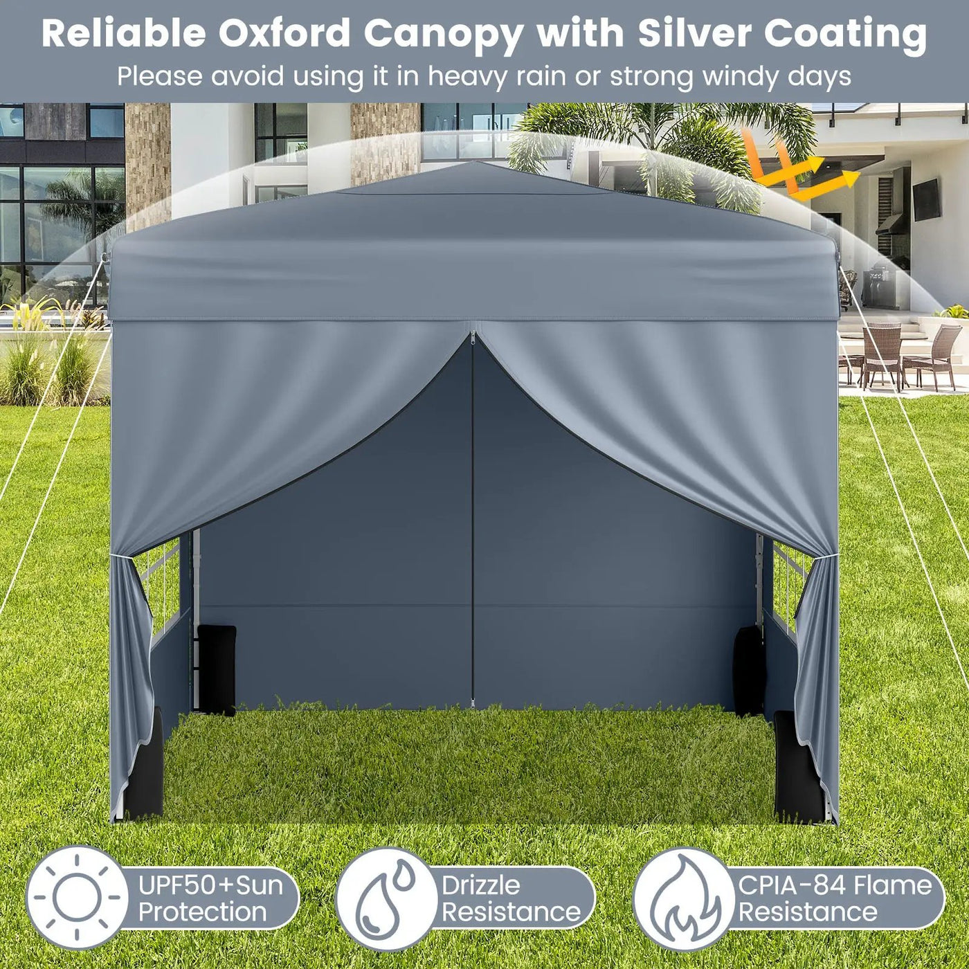10 X 10 FT Pop up Canopy Tent Outdoor Patio Commercial Sunshade Shelter with 4 Sidewalls by DirectDeals