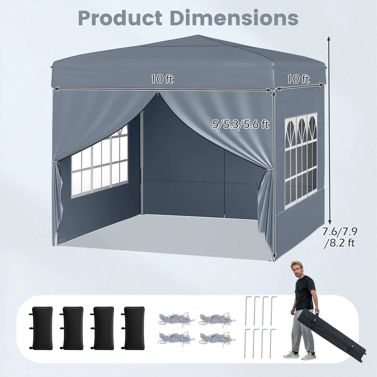 10 X 10 FT Pop up Canopy Tent Outdoor Patio Commercial Sunshade Shelter with 4 Sidewalls by DirectDeals
