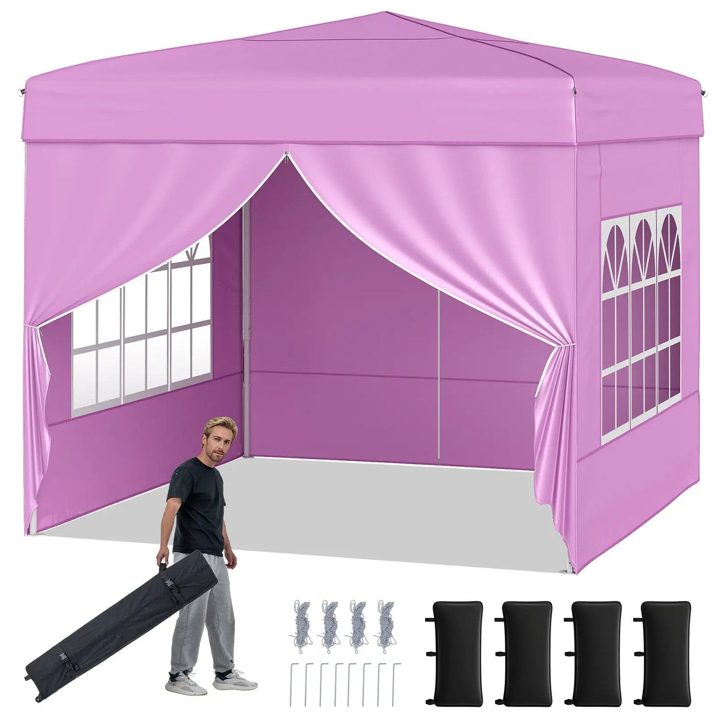 10 X 10 FT Pop up Canopy Tent Outdoor Patio Commercial Sunshade Shelter with 4 Sidewalls by DirectDeals