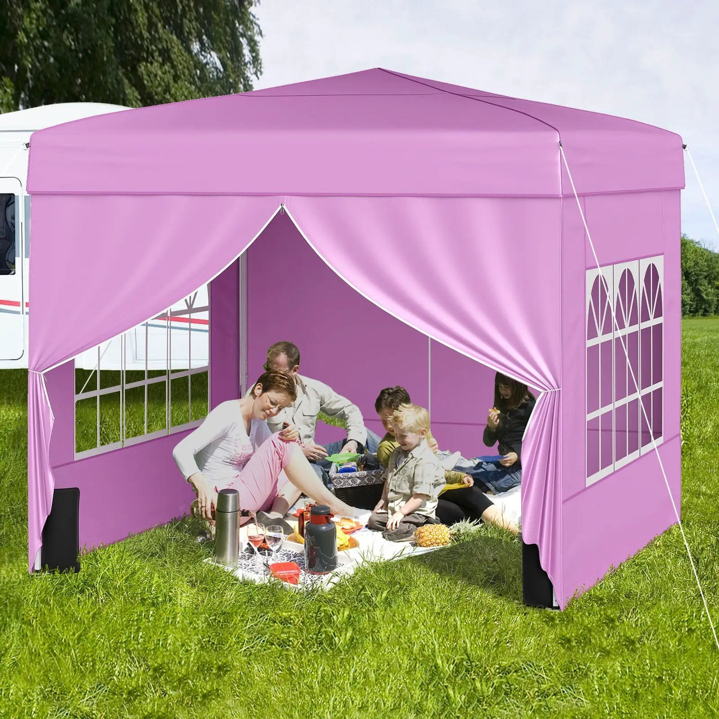 10 X 10 FT Pop up Canopy Tent Outdoor Patio Commercial Sunshade Shelter with 4 Sidewalls by DirectDeals