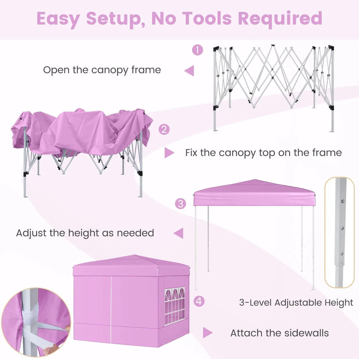 10 X 10 FT Pop up Canopy Tent Outdoor Patio Commercial Sunshade Shelter with 4 Sidewalls by DirectDeals