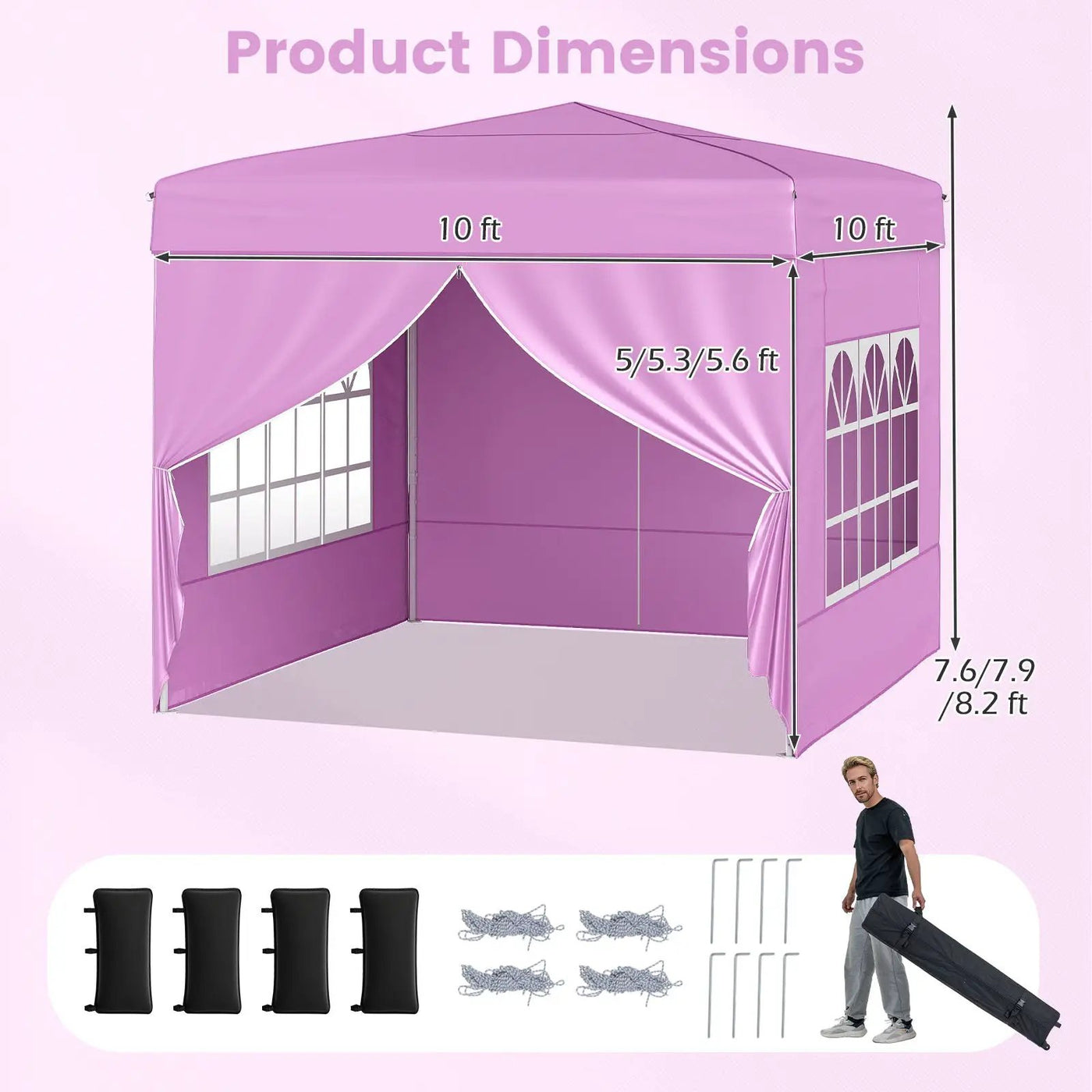 10 X 10 FT Pop up Canopy Tent Outdoor Patio Commercial Sunshade Shelter with 4 Sidewalls by DirectDeals