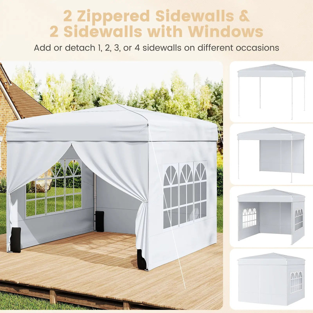 10 X 10 FT Pop up Canopy Tent Outdoor Patio Commercial Sunshade Shelter with 4 Sidewalls by DirectDeals