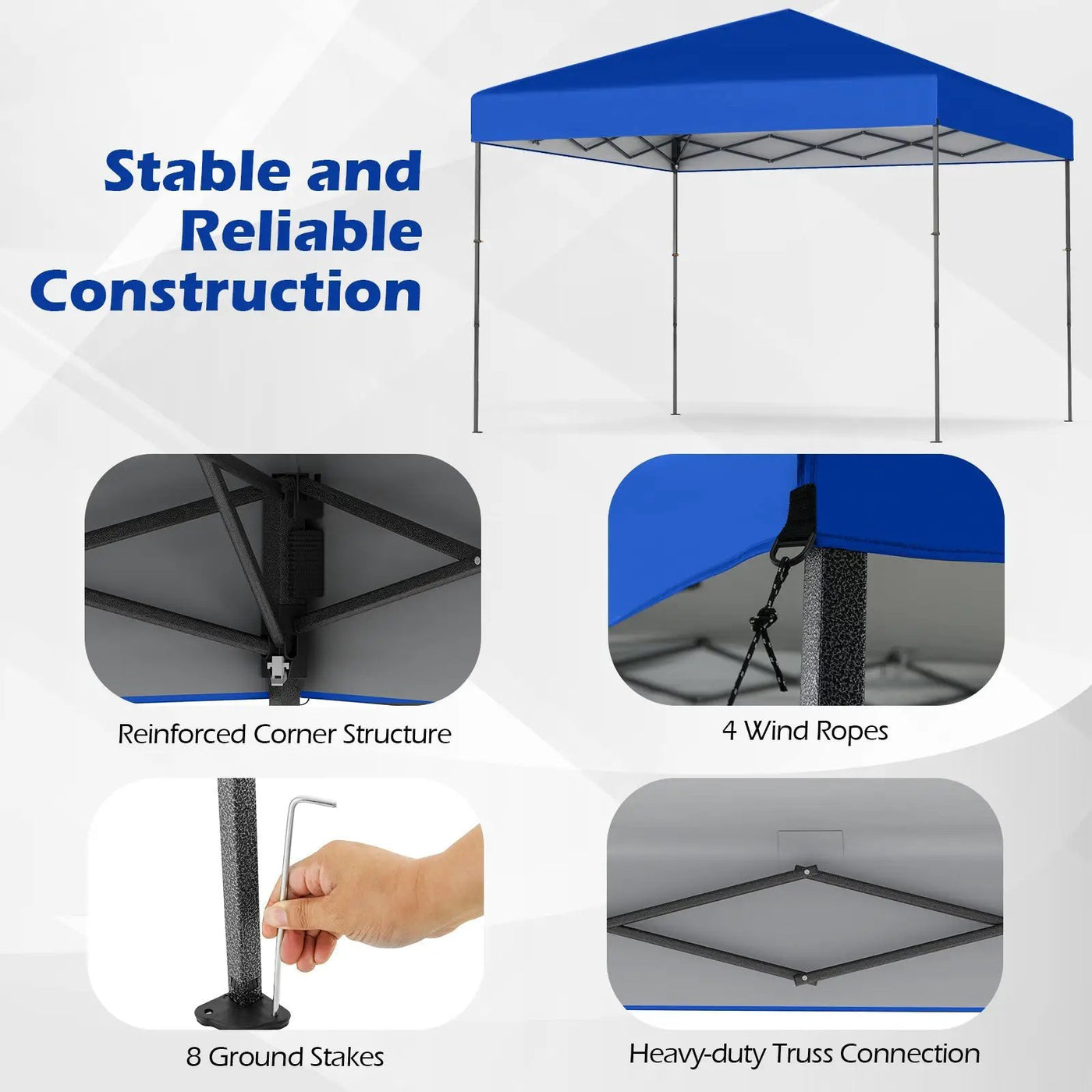 10 X 10 Feet Pop up Canopy Tent with Portable Carrying Bag and 8 Stakes by DirectDeals