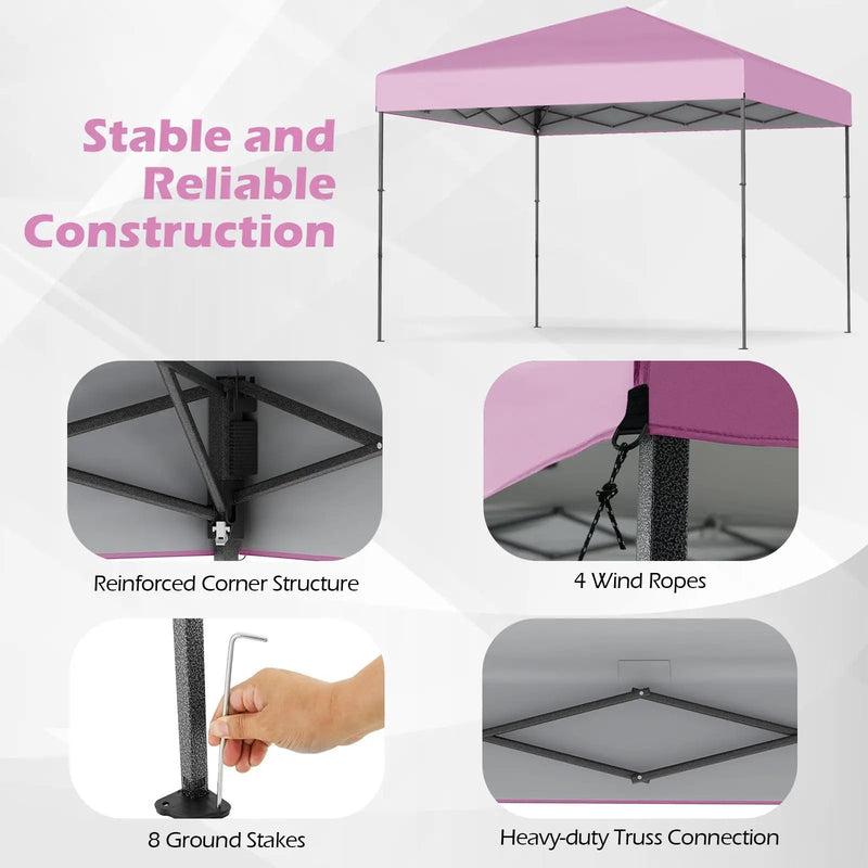 10 X 10 Feet Pop up Canopy Tent with Portable Carrying Bag and 8 Stakes by DirectDeals