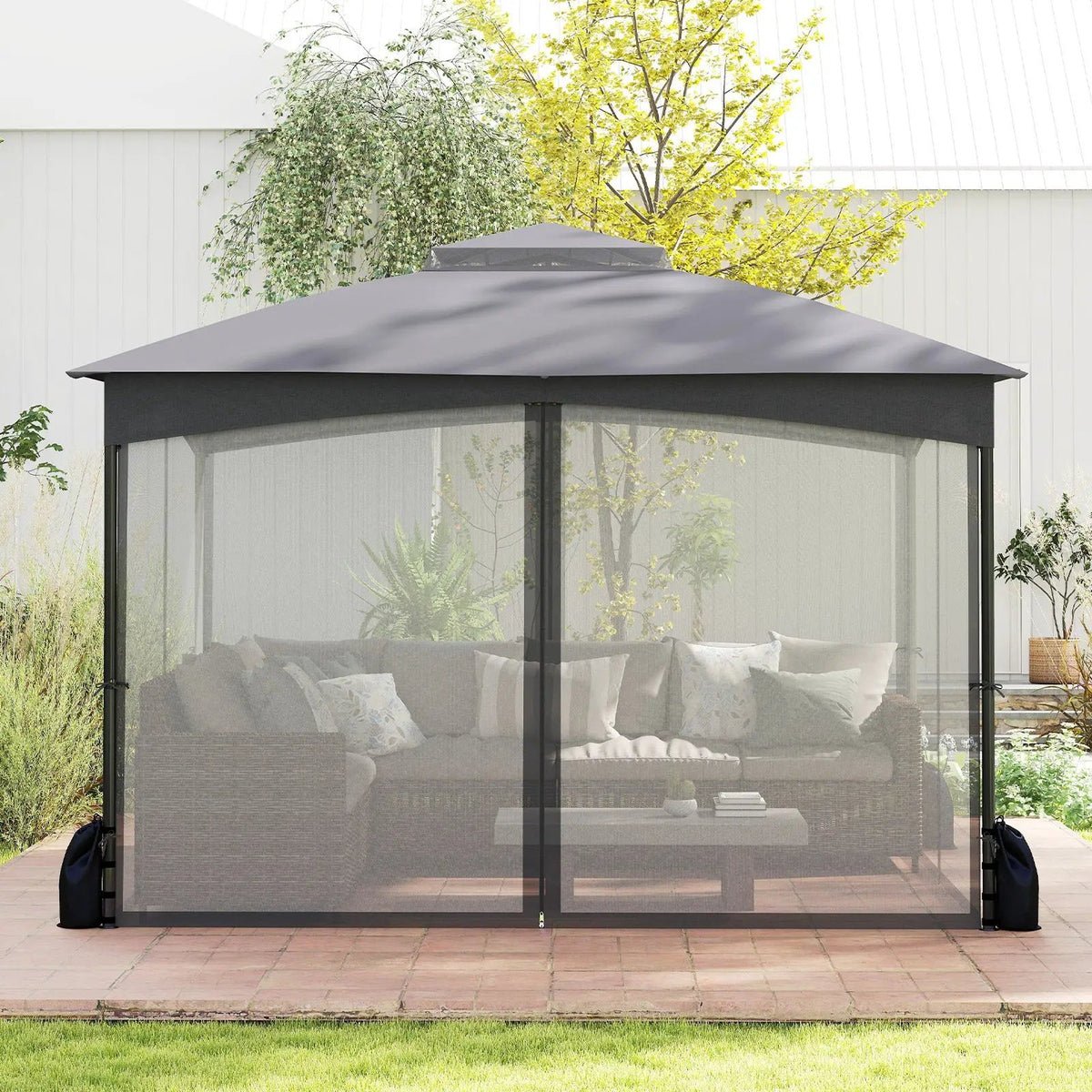 10 X 12 FT Patio Gazebo with Netting Walls with 4 Sandbags by DirectDeals