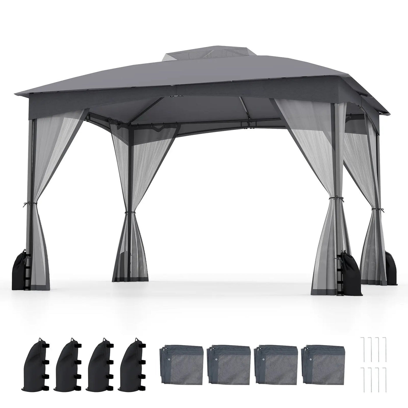 10 X 12 FT Patio Gazebo with Netting Walls with 4 Sandbags by DirectDeals
