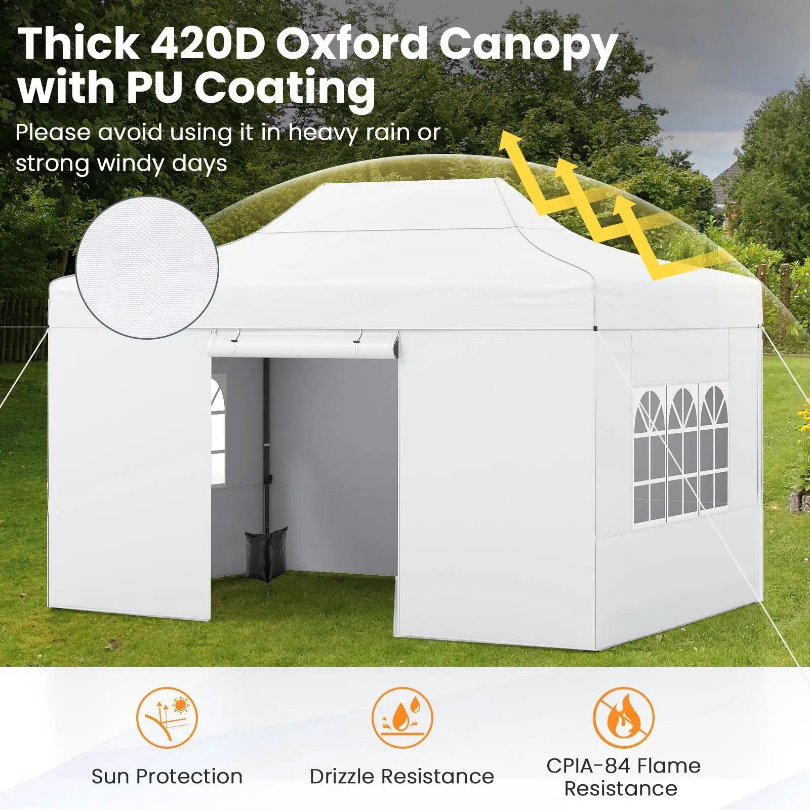 10 X 14 FT Pop up Canopy Tent Outdoor Patio Commercial Sunshade Shelter-White by DirectDeals