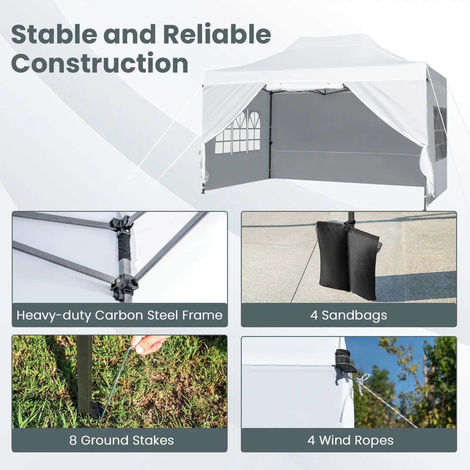 10 X 14 FT Pop up Canopy Tent Outdoor Patio Commercial Sunshade Shelter-White by DirectDeals
