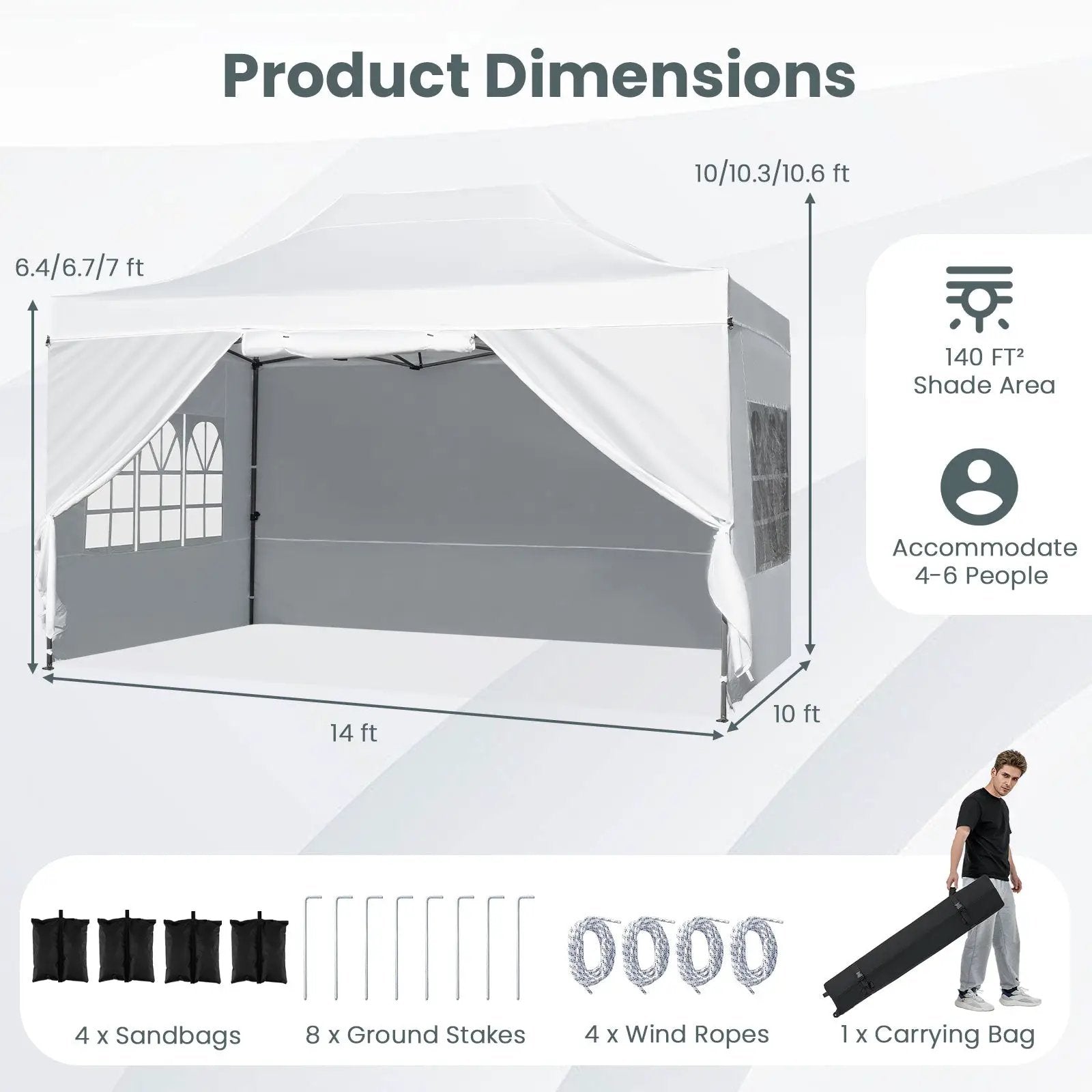 10 X 14 FT Pop up Canopy Tent Outdoor Patio Commercial Sunshade Shelter-White by DirectDeals