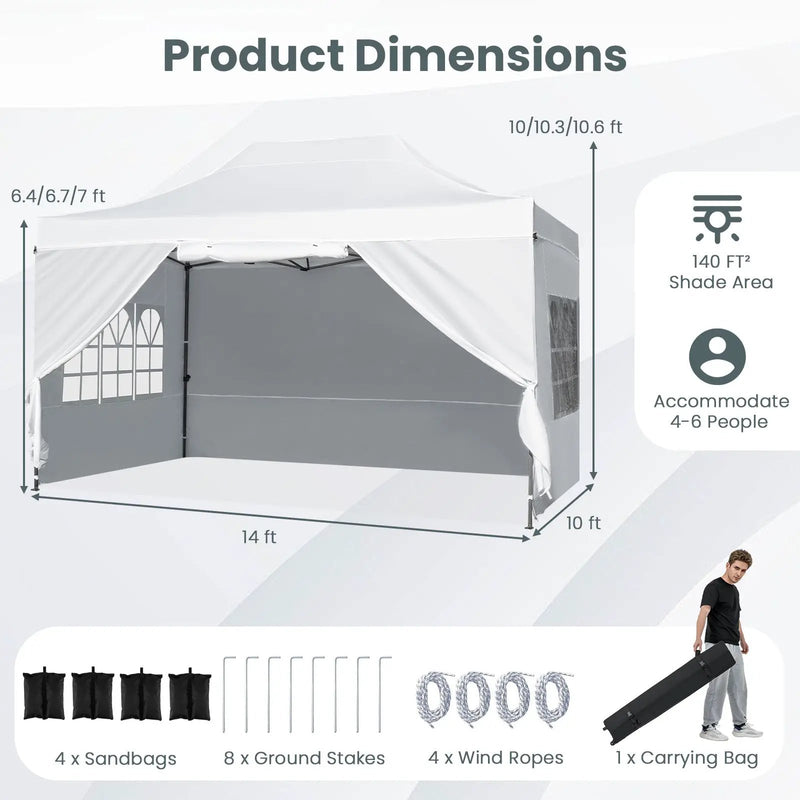 10 X 14 FT Pop up Canopy Tent Outdoor Patio Commercial Sunshade Shelter-White by DirectDeals