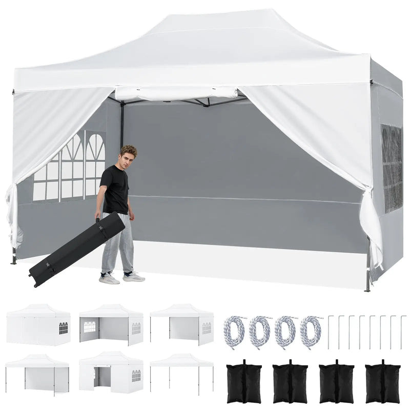 10 X 14 FT Pop up Canopy Tent Outdoor Patio Commercial Sunshade Shelter-White by DirectDeals