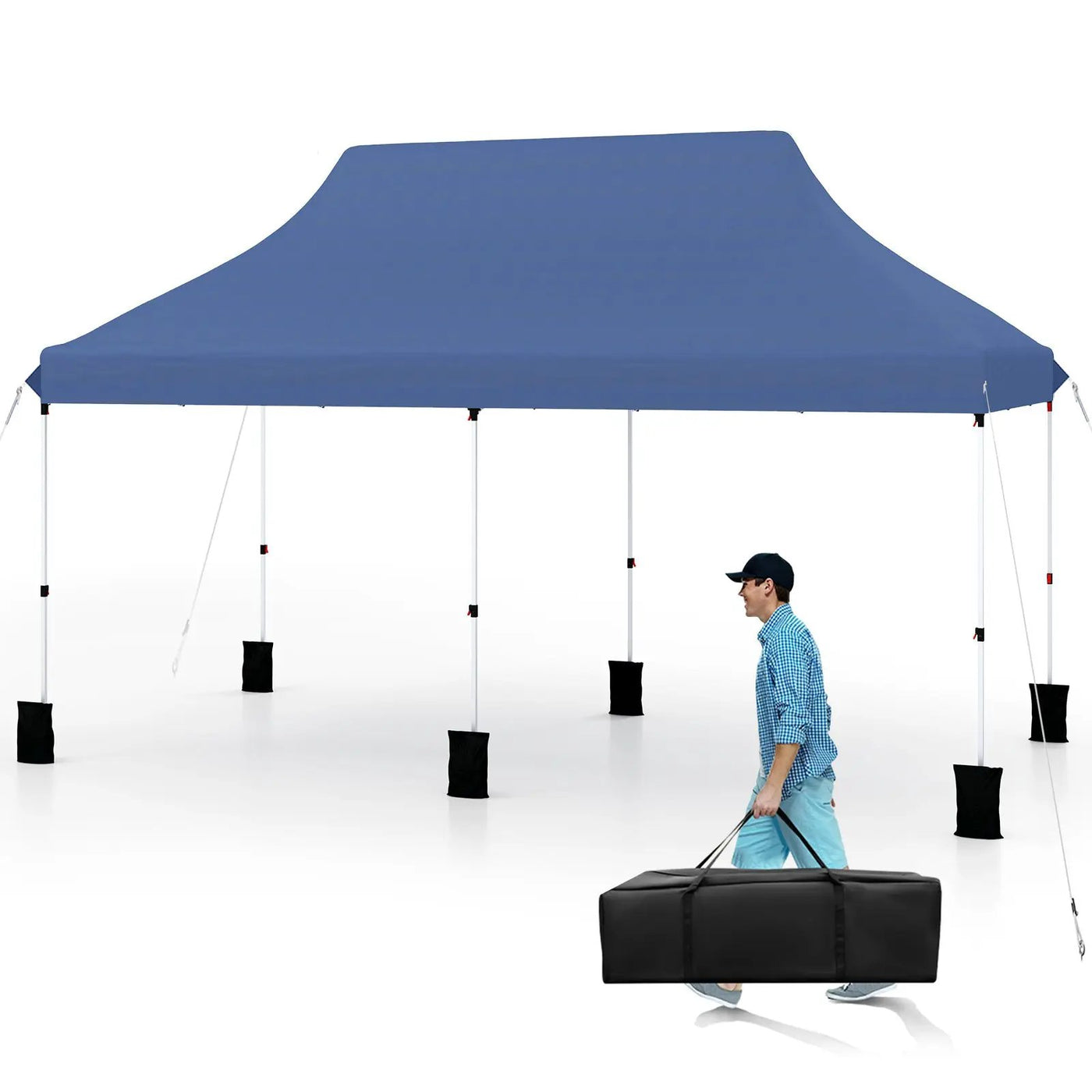 10 X 20 FT Pop up Canopy Tent Foldable Portable Outdoor Gazebo with Carry Bag-Blue by DirectDeals