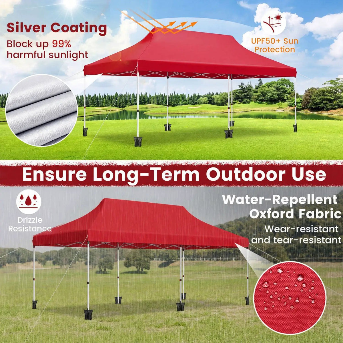 Pop Up Canopy Tent 10x20 FT with Carry Bag by DirectDeals