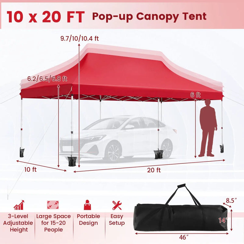 Pop Up Canopy Tent 10x20 FT with Carry Bag by DirectDeals