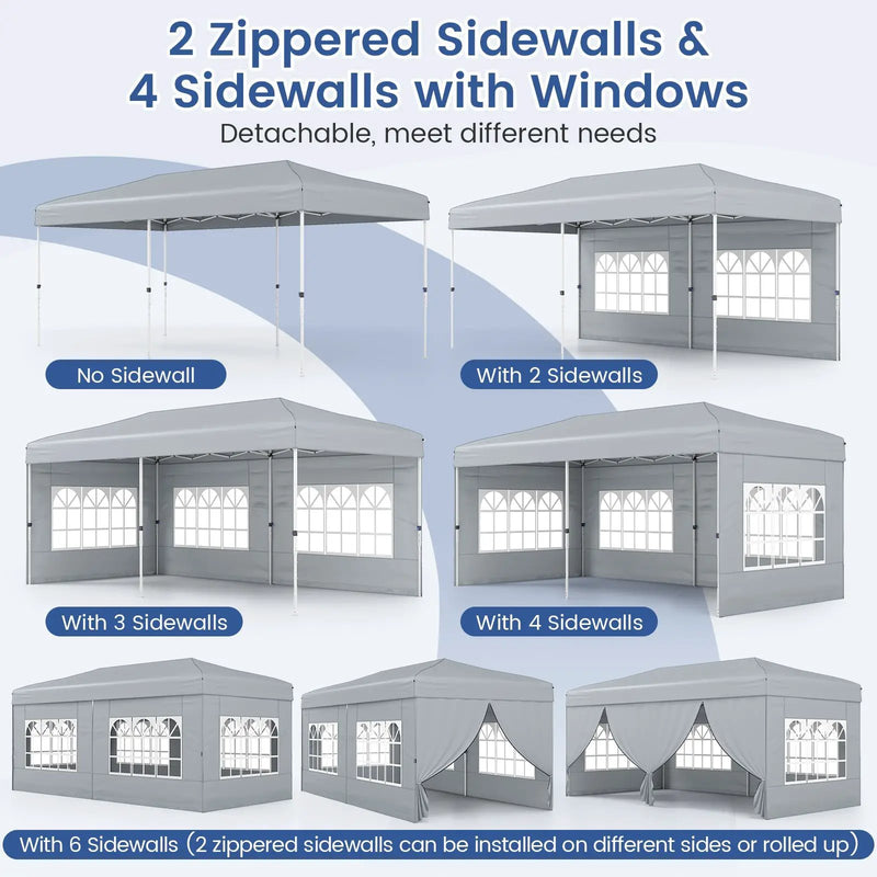 10 X 20 Feet Pop up Canopy Tent Instant Setup with 6 Sidewalls by DirectDeals