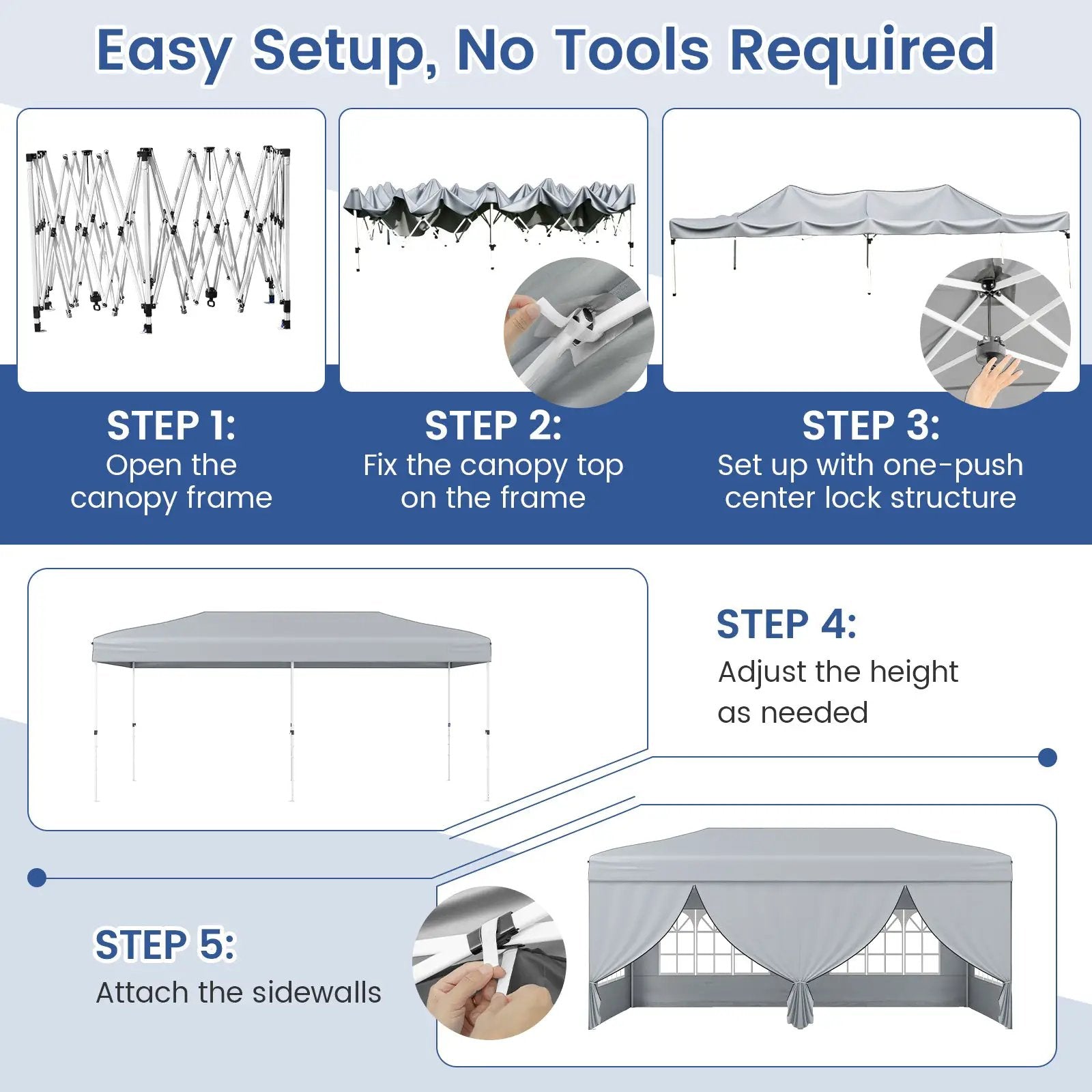 10 X 20 Feet Pop up Canopy Tent Instant Setup with 6 Sidewalls by DirectDeals