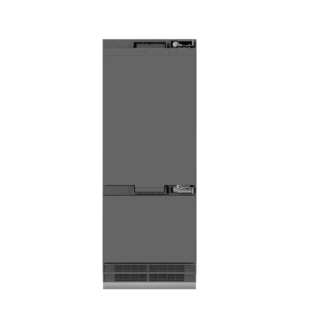 ZLINE 30" Panel Ready Built-In Bottom Freezer Refrigerator,Water Dispenser, Ice Maker,Graphite Gray, Champagne Bronze GRBIVZ-30-CB by Farmhouse Kitchen and Bath