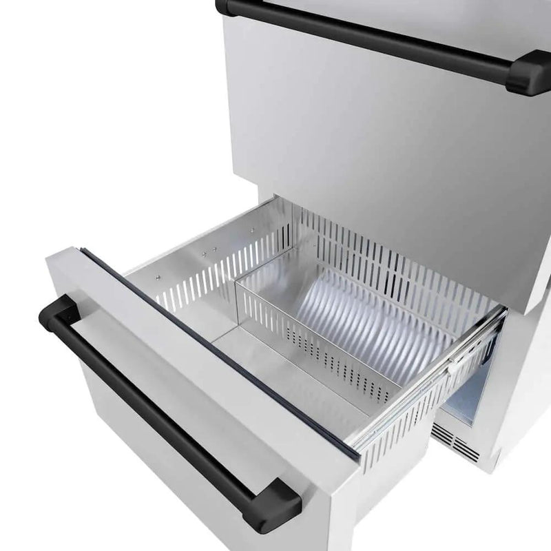 ZLINE 24" Touchstone 168 Can Outdoor-Rated Dual Refrigerator Drawer, Matte Black, RDSOZ-ST-24-MB by Farmhouse Kitchen and Bath