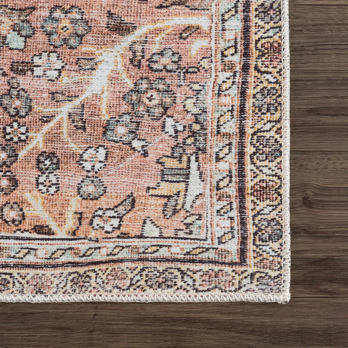 Urpi Rose & Brown Washable Area Rug by Hauteloom
