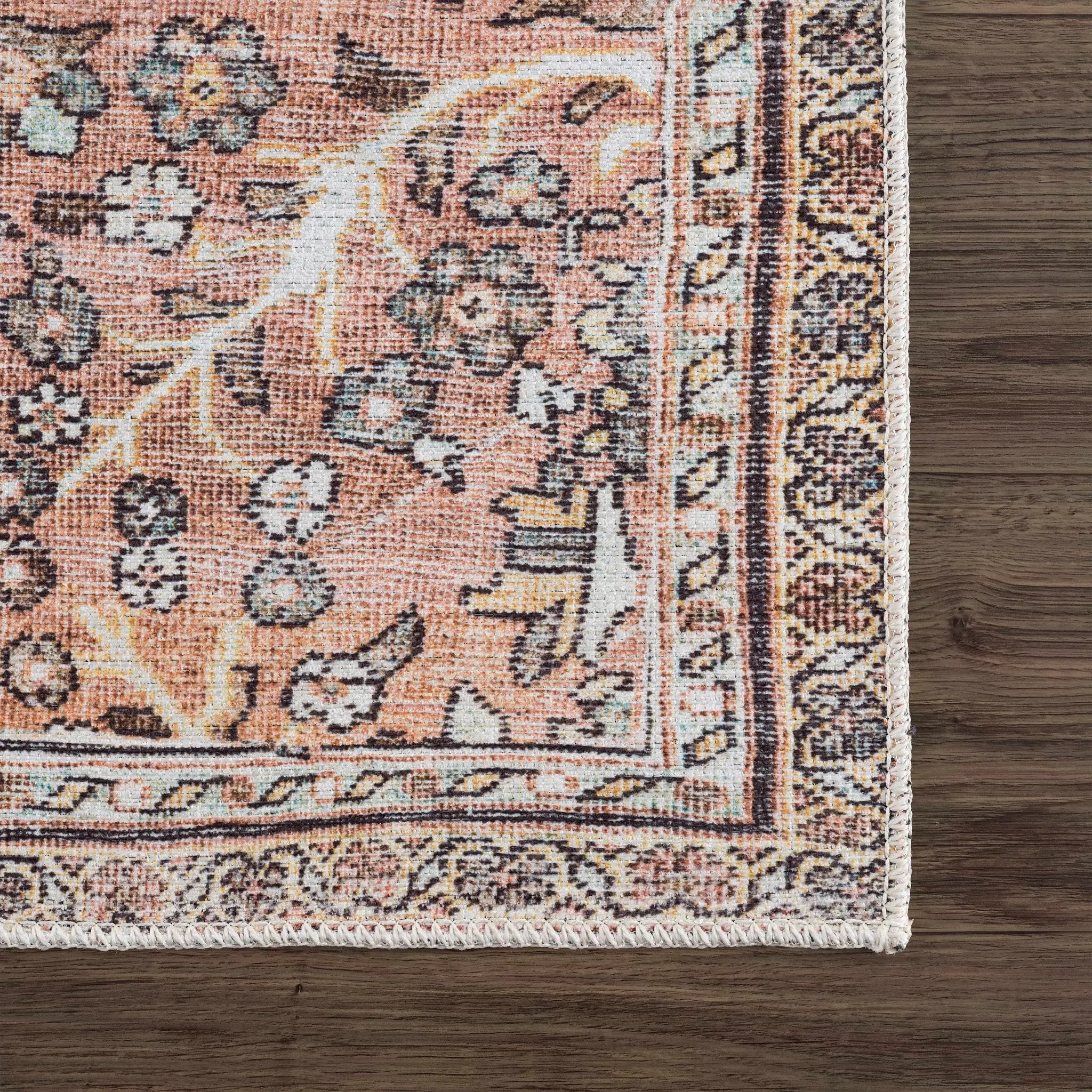 Urpi Rose & Brown Washable Area Rug by Hauteloom