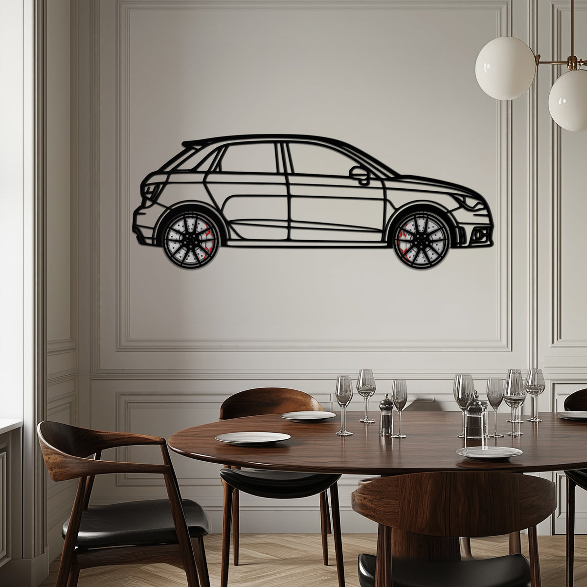 Audi A1 Metal Car Wall Art with Rotating Wheels - Handmade Car Silhouette Decor - Automotive Wall Art for Petrolheads-KAFMEKA094, photo 10 of 11