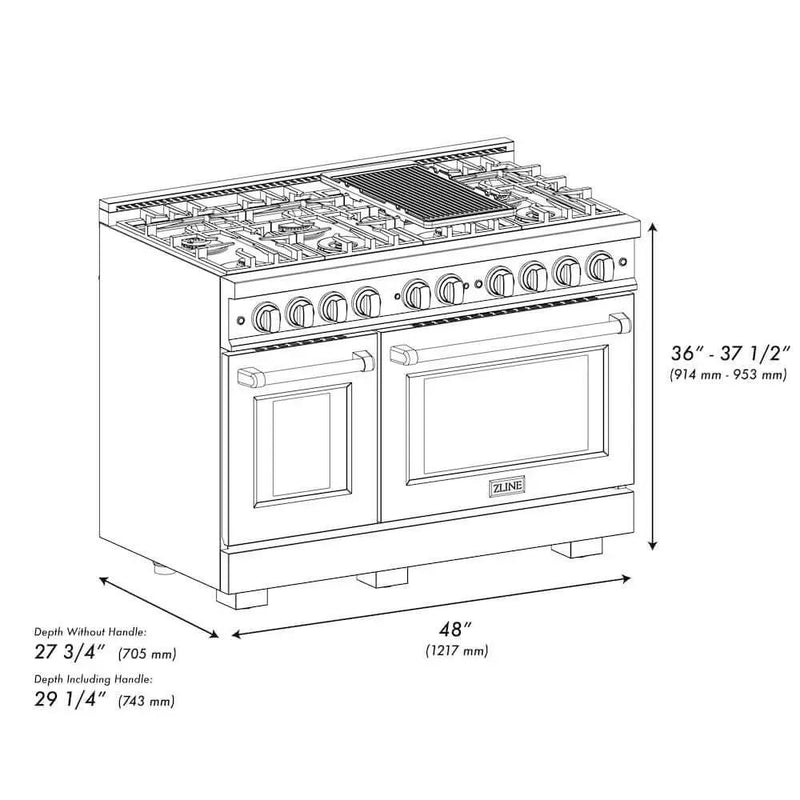 ZLINE 48" Select Dual Fuel Range Gas Cooktop Electric Convection Oven Stainless Steel Gold HDRZ-48-G by Farmhouse Kitchen and Bath