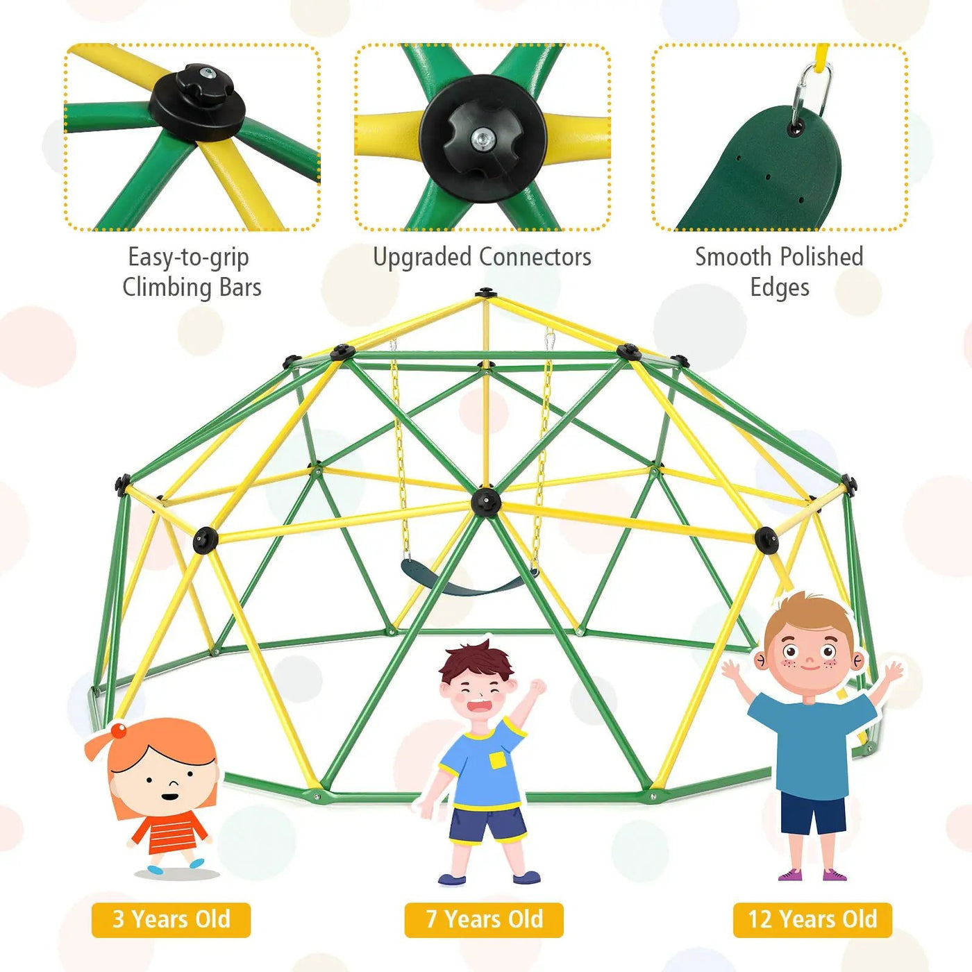 10 Feet Dome Climber with Swing and 800 Lbs Load Capacity by DirectDeals