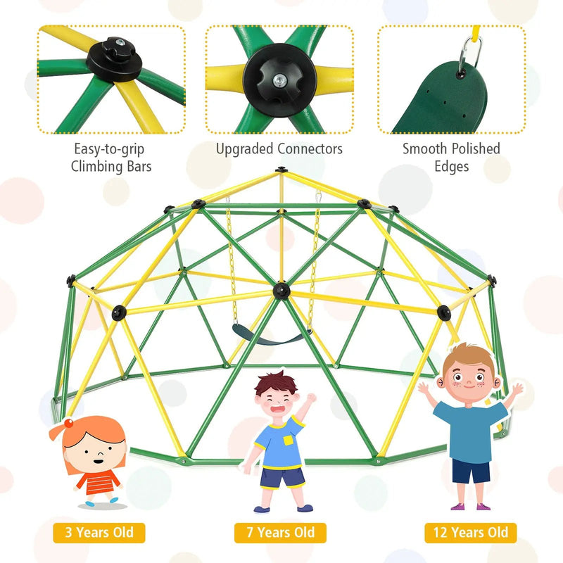 10 Feet Dome Climber with Swing and 800 Lbs Load Capacity by DirectDeals