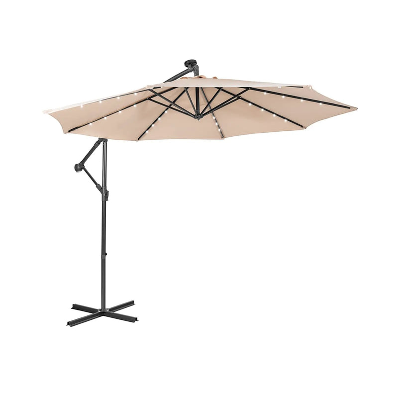 10 Feet Patio Solar Powered Cantilever Umbrella with Tilting System by DirectDeals