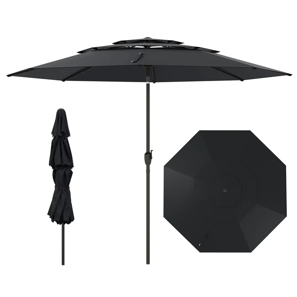 10 ft 3-tier Vented Patio Umbrella with Push Button Tilt by DirectDeals