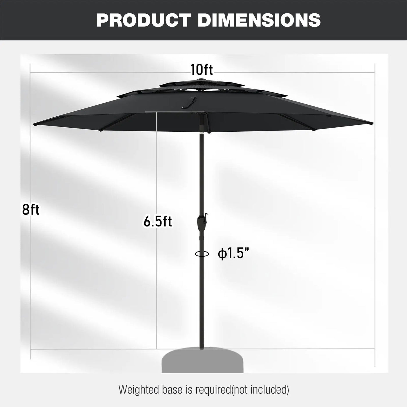 10 ft 3-tier Vented Patio Umbrella with Push Button Tilt by DirectDeals