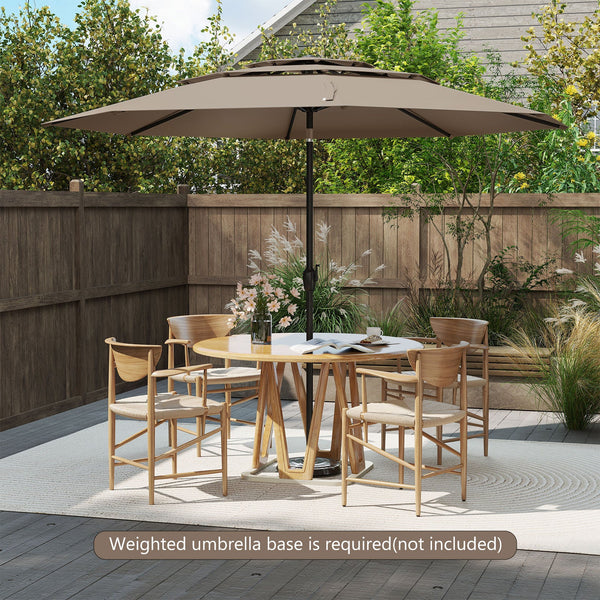 10 ft 3-tier Vented Patio Umbrella with Push Button Tilt-Brown, photo 2 of 8
