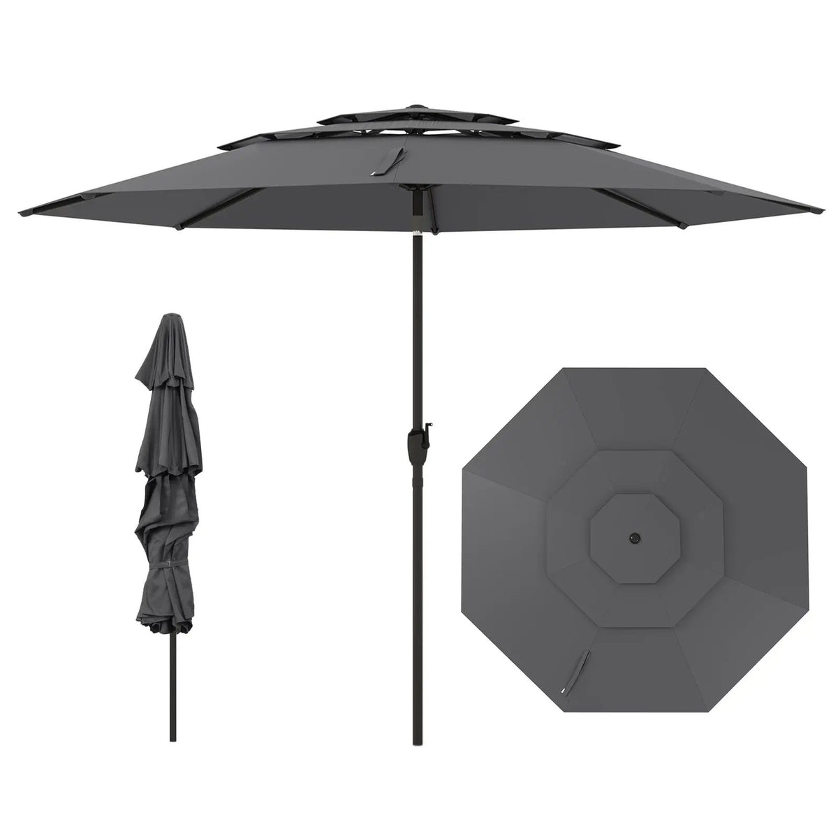 10 ft 3-tier Vented Patio Umbrella with Push Button Tilt by DirectDeals