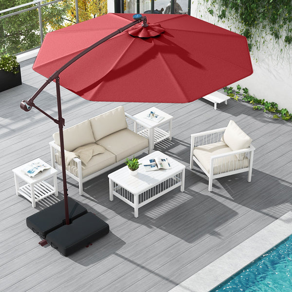 10 Ft Patio Umbrella Offset Cantilever Umbrella with 40 Solar Powered Lights, photo 2 of 10