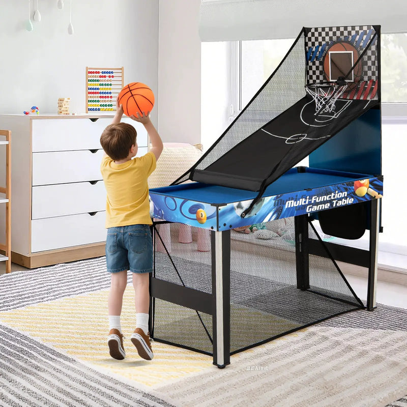 10-in-1 Combo Game Table Set with Table Tennis Basketball Soccer-Blue by DirectDeals